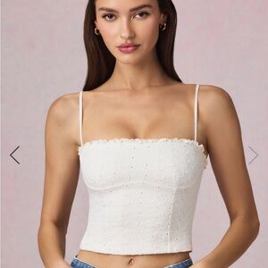 Oh Polly White Eyelet Camisole Top
